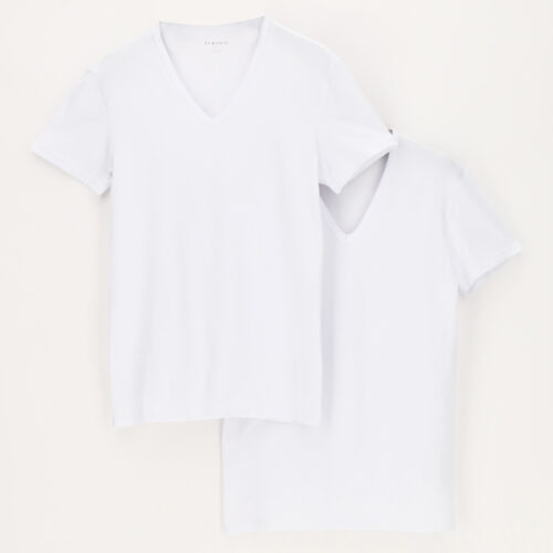 PEROFIL-T-Shirt Cotone Elasticizzato Scollo a V